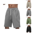 thumbnail image 1 of Gym Shorts Men Knee Length Elastic Waist Lightweight Relaxed Fit Straight Leg Athletic Workout Shorts with Pockets, 1 of 5