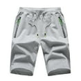 thumbnail image 1 of Gym Shorts Men Men Summer Shorts with Solid Color Zip Pocket and Waist Tie Rope Classic Style Shorts Men Sweatpants Light Gray XXL, 1 of 3