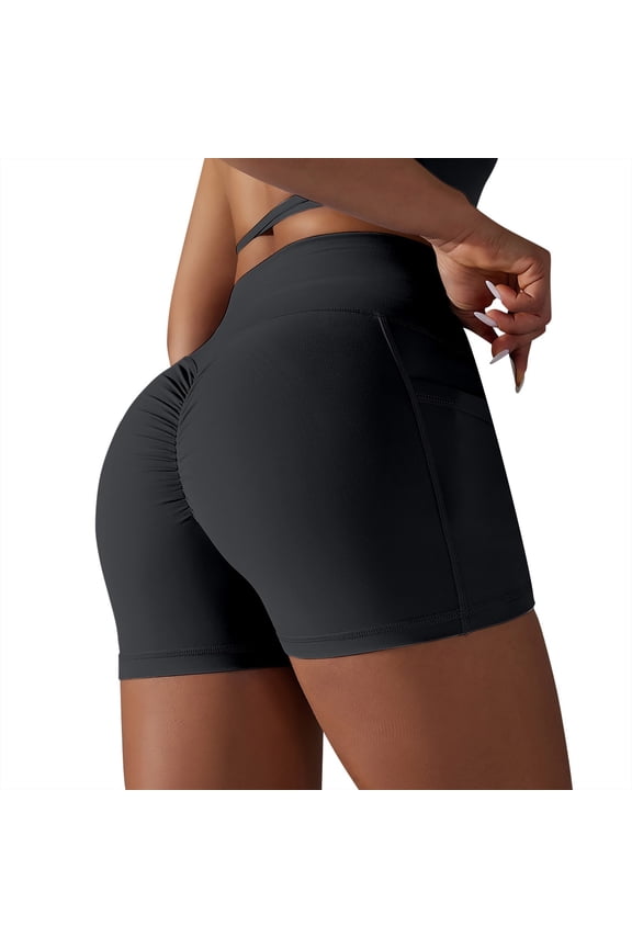 Gym Shorts Women, Comdrip Gym Workout Yoga and Fitness Wear Elastane Fabric Breathable Custom Made Sports Bra with Your Own Logo Workout Shorts Women Black L