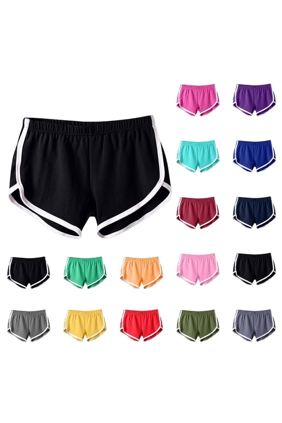 Gym Shorts Women Cotton Yoga Summer Retro Dolphin Shorts Running Active Dance Elastic Shorts Black S