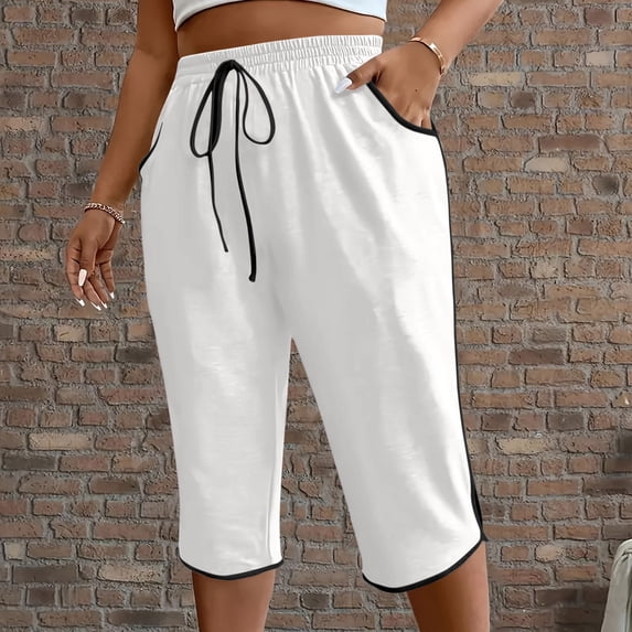 Gym Shorts Women Fashion Solid Color Drawstring Shorts with Pockets Casual Loose Fit Comfort Waist Short Shorts Summer Clothes for Women