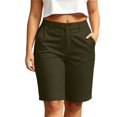 thumbnail image 1 of Gym Shorts Women Long Women’s Golf Shorts, High Waist Bermuda Shorts with Pocket, Summer Outdoor Workout Sports Bottoms Green-a L, 1 of 6