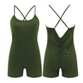 thumbnail image 1 of Gym Shorts Women Rompers Sleeveless Fitness Rompers V Back Tights One-Piece Suit Green Workout Shorts Women L, 1 of 6