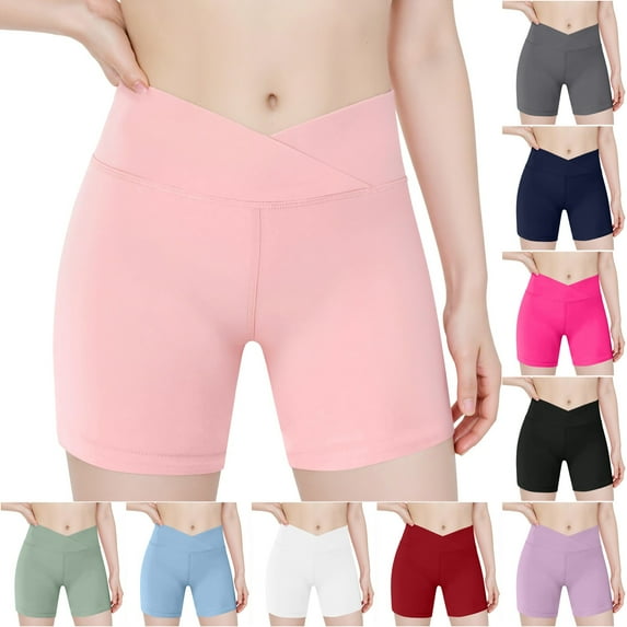 Gym Shorts for Girls 14-16 Girls Dance Yoga Shorts Kids V Cross High Waisted Cartwheel Biker Shorts Teen Skinny Fit Solid Color Soft Hot Pant