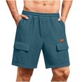 thumbnail image 1 of Gym Shorts for Men with Pockets Casual Elastic Mid Waisted Straight Wide Leg Solid Color Loose Breathable Loungewear Athletic Workout Bermuda Short, 1 of 6