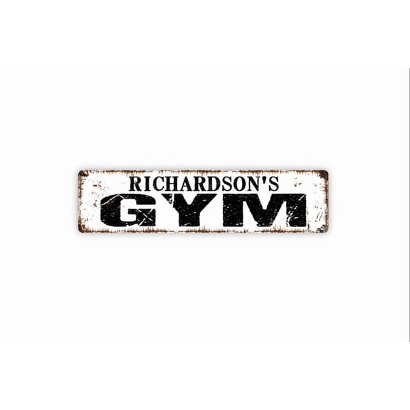 Gym Sign Custom Metal Aluminum Sign Rustic Street Sign or Door Name Plate Plaque - Size: 16 x 4 Inches