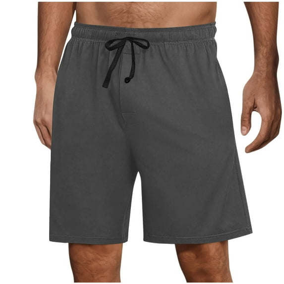Gym & Sleepwear Shorts Men Button Summer Casual Plain Drawstring Knee Length Elastic Waist Lounge Beach Travel Pants S-3XL