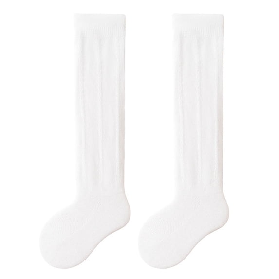 Gym Socks Girls Kids Cotton Tube Socks Girls Boys Breathable Solid Color Knee-High Stockings Sock Cotton Knit Long Socks Tube Socks Girls White 2-3Y