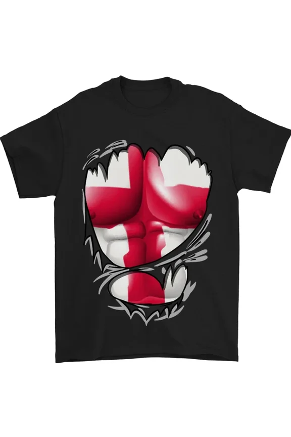 Gym St Georges Cross English Flag Muscles Mens S-5XL T-Shirt