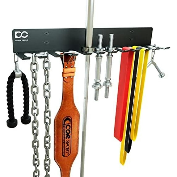 Gym Storage Rack with 12 Hooks, Multi Purpose Gym Equipment Wall Rack ...