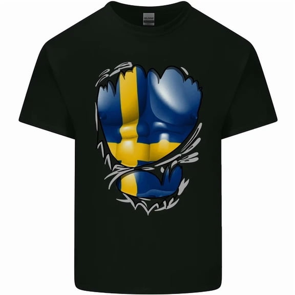 Gym Swedish Flag Ripped Muscles Sweeden T-Shirt