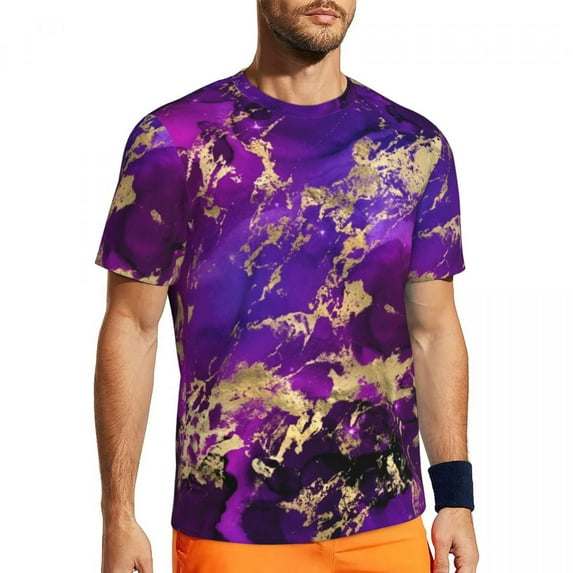 Gym T-Shirt For Male Splash T Shirts Harajuku Trendy Neon Print Summer Tees O Neck Street