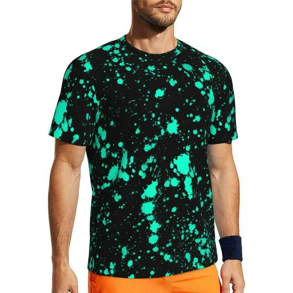 Gym T-Shirt For Male Splash T Shirts Harajuku Trendy Neon Print Summer Tees O Neck Street