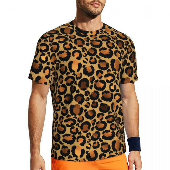 Gym T-Shirt For Men Elegant Brown Leopard T-Shirts Harajuku Wild Animal Summer Tee Shirt O