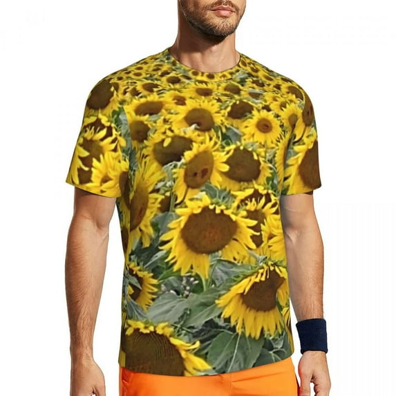 Gym T Shirt For Men Farm Garden With Sunflower T-Shirts Hippie Floral Print Summer Tee Shi