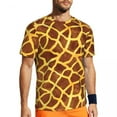 thumbnail image 1 of Gym T-Shirt For Men Giraffe Print T-Shirts Hip Hop Brown Animal Beach Tees O Neck Street S, 1 of 5