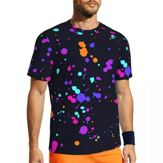 Gym T-Shirt For Mens Purple Splash T-Shirts Novelty Abstract Art Summer Tee Shirt O Neck
