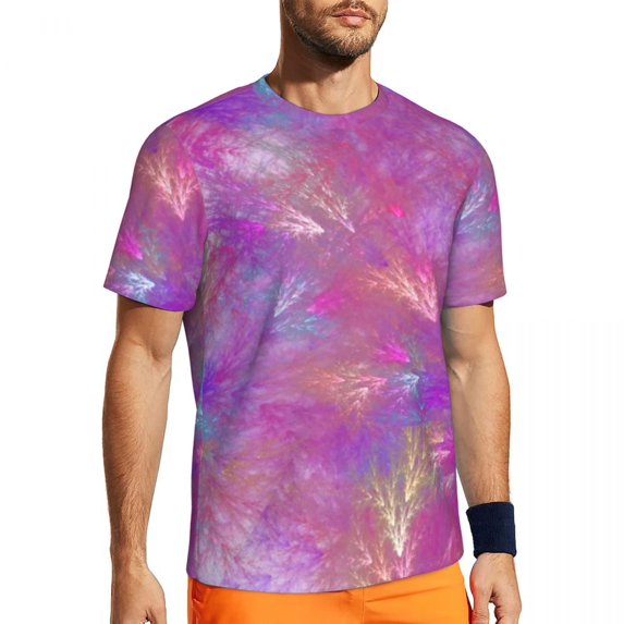 Gym T-Shirt For Mens Purple Splash T-Shirts Novelty Abstract Art Summer Tee Shirt O Neck