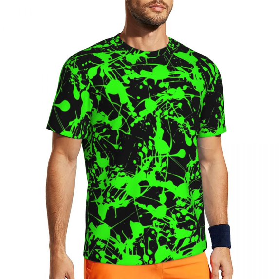 Gym T-Shirt For Mens Purple Splash T-Shirts Novelty Abstract Art Summer Tee Shirt O Neck