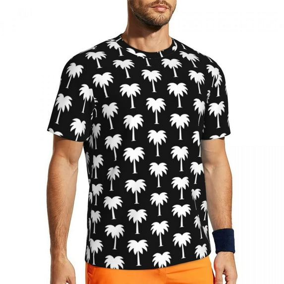 Gym T Shirt For Mens Tropical Palm Tree T Shirts Fashion Orange Sunset Summer Tees O Neck