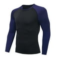 thumbnail image 1 of Gym T Shirts for Men Long Sleeve Quick-Drying T-Shirts Mens Stretchy Slim-Fit Color-Block Pullover Crewneck Athletic Workout Swim Shirt Tops, 1 of 4