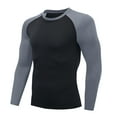 thumbnail image 1 of Gym T Shirts for Men Long Sleeve Quick-Drying T-Shirts Mens Stretchy Slim-Fit Color-Block Pullover Crewneck Athletic Workout Swim Shirt Tops, 1 of 4