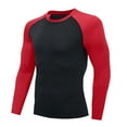 thumbnail image 1 of Gym T Shirts for Men Long Sleeve Quick-Drying T-Shirts Mens Stretchy Slim-Fit Color-Block Pullover Crewneck Athletic Workout Swim Shirt Tops, 1 of 4