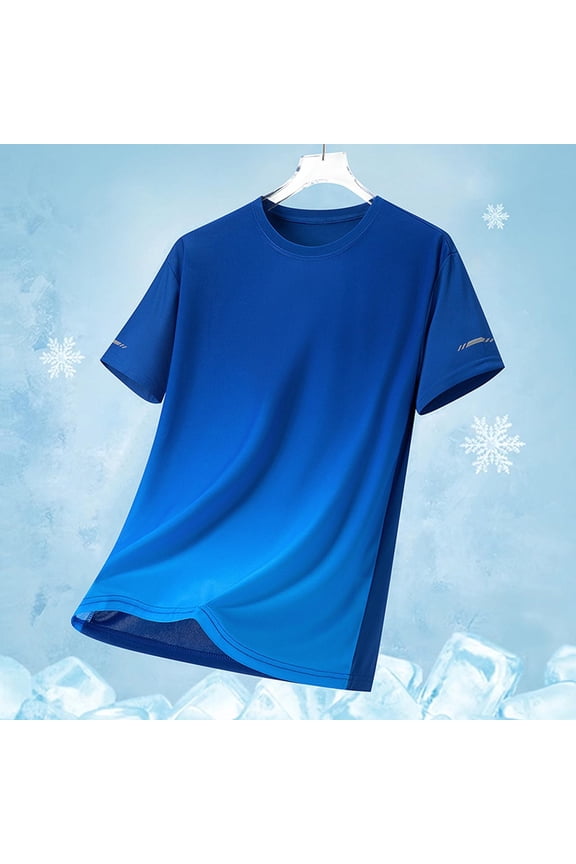 Gym T-Shirts for Men Big & Tall M-5X Plus Size Short Sleeve Athletic Workout Tees Tops Pullover Gradient Stretchy Slim-Fit Crewneck Tshirts