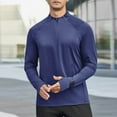 thumbnail image 1 of Gym T Shirts for Men Long Sleeve Quick-Drying T-Shirts Mens Casual Solid Stretchy Slim-Fit Zipper Mock Neck Pullover Athletic Workout Tops, 1 of 6