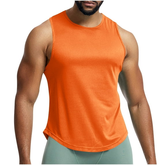 Gym Tank Tops For Men Qiggri Fashionable Men's Solid Color Sleeveless Mesh Breathable Sports Top Muscle Tank Tops For Men