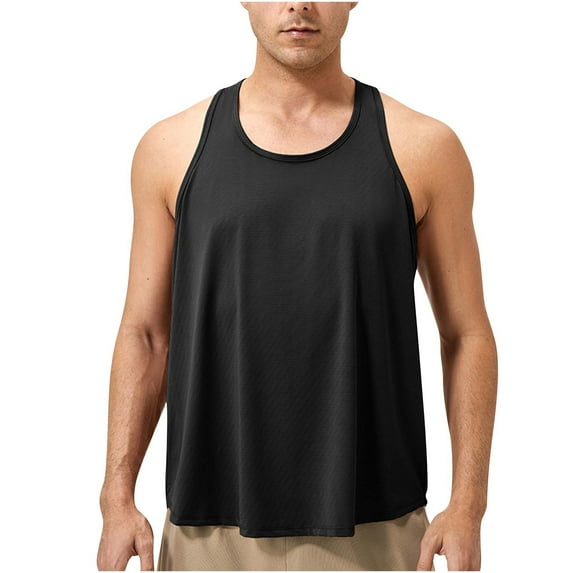 Gym Tank Tops For Men Qiggri Men's Solid Color Fashionable Leisure Fitness Sports Tank Athletic Tank Top