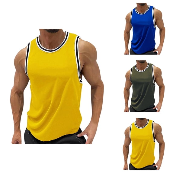 Gym Tank Tops Men Lightweight Breathable Ribbed Crewneck Muscle Sleeveless Shirt Athletic Running Workout Tanks