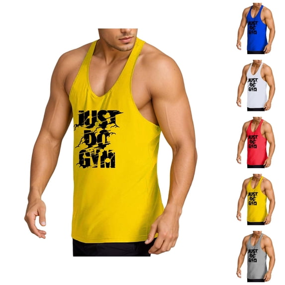 Gym Tank Tops for Men Summer Racerback Scoop Neck Sleeveless Shirt Lightweight Breathable Athletic Workout Tanks