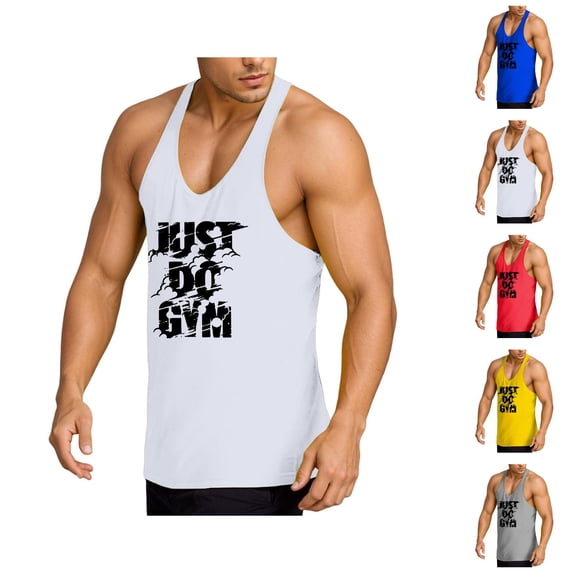 Gym Tank Tops for Men Summer Racerback Scoop Neck Sleeveless Shirt Lightweight Breathable Athletic Workout Tanks