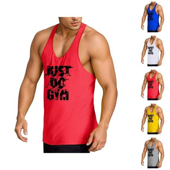Gym Tank Tops for Men Summer Racerback Scoop Neck Sleeveless Shirt Lightweight Breathable Athletic Workout Tanks