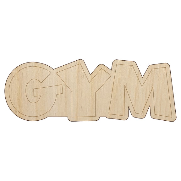 Gym Text Wood Shape Unfinished Piece Cutout Craft DIY Projects - 6.25 Inch Size - 1/8 Inch Thick