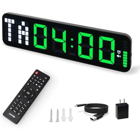 Gym Timer 15'' Large Wall Clocks for Home Gym, Interval Workout Countdown Clock Remote Control for Boxing Crossfit Fitness Tabata Home Gym Accessories
