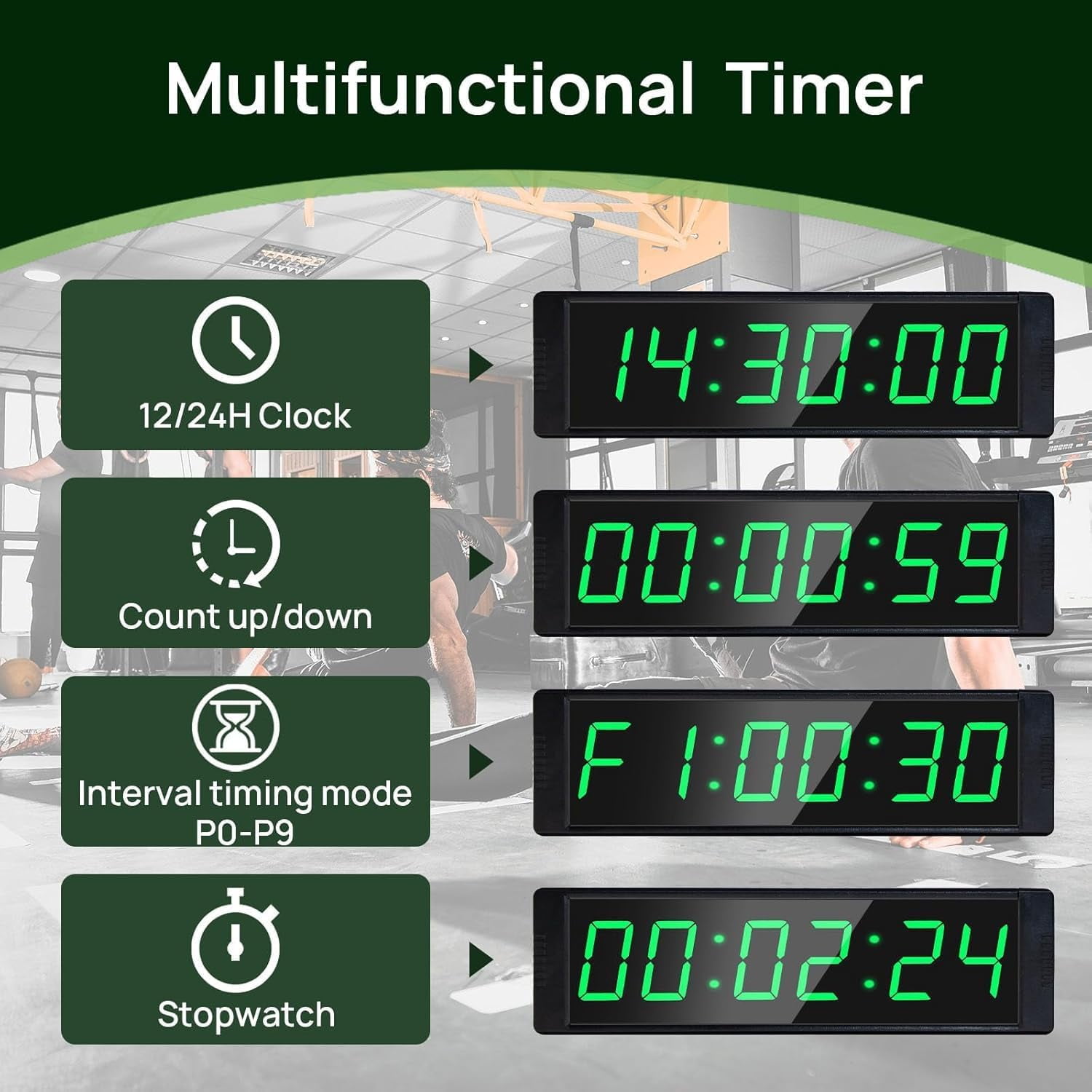 YZ Gym Timer Clock With Remote - Interval Timer, Stopwatch, Countdown For Home Gym Workouts 2 thumbnail image