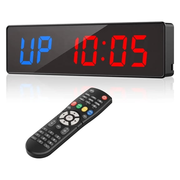 Gym Timer Interval Workout Clock 2" LED Digit with Remote 12.6"x 3.5" Count Fitness Timer Clock Upgraded Workout Timer for Gym