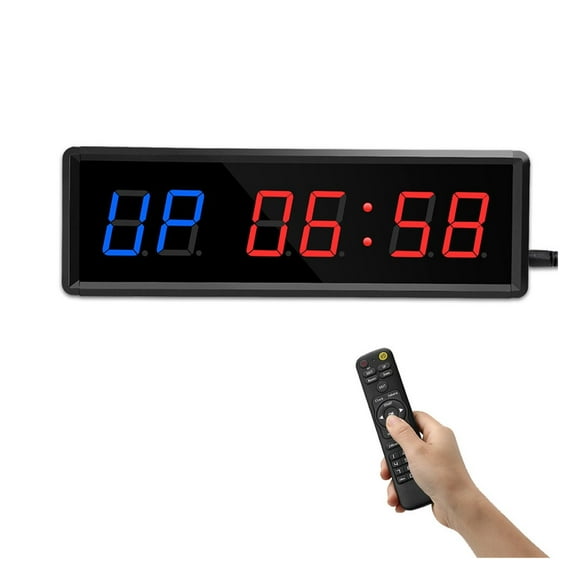 Gym Timer, LED Interval Timer Gym Digital Countdown Wall Clock Fitness Timer, 1.5Inch Digits Down/Up Clock Stopwatch for Home ,Multi-Functional