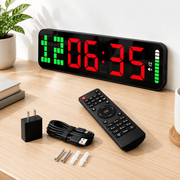 Gym Timer Large Digital Wall Clock Black+red For Home Garage Crossfit Workout