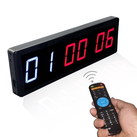 Gym Timer, Workout Clock Countdown/UP Interval Gym Wall Clock, 15" x 4.7" Ultra-Clear Digital Display led Timer with Remote