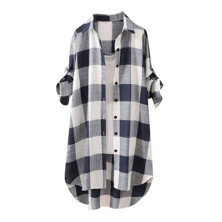 Gym Tops For Women, Womens Big And Tall T Shirts T Shirts For Adults  Women's Plus Size Loose Casual Fashion Plaid Long Sleeve Shirt Jacket Tops  Shirts