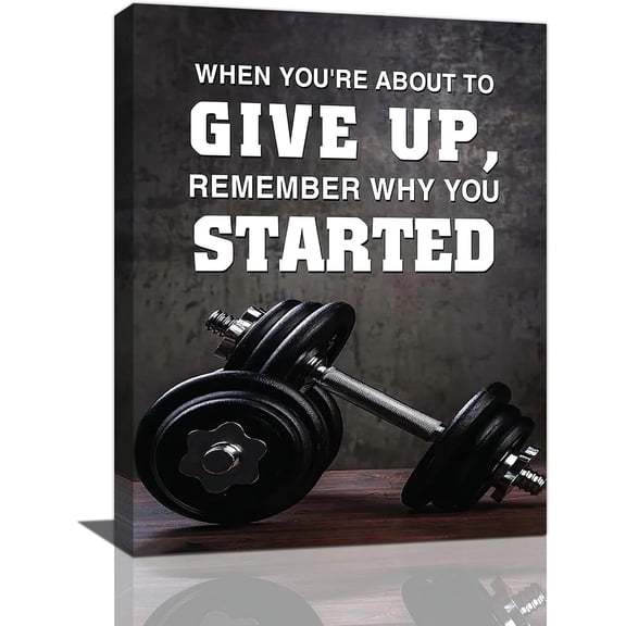 Gym Wall Art Black Inspirational Quotes Pictures Wall Decor Cool Gym Workout Poster Canvas Prints Motivational Sports Modern Framed Painting Artwork for Gym Lover Bedroom Living Room 12"x16"