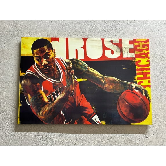 Gym Wall Art, Man Cave Art, Basketball Player Art Canvas, Derrick Rose Poster, Basketball Art Canvas, Motivation Artwork, Canvas Wall Decor - 5P-Gallery Wrapped
