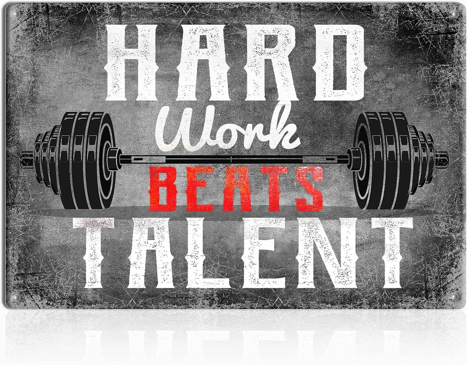 Gym Wall Decor Motivational Sign – Hard Work Beats Talent Metal Sign ...