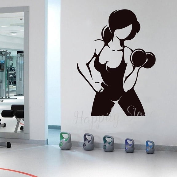 Gym Wall Decor Stickers Workout Girl Motivation Fitness Vinyl Wall Decals Home Decoration Bedroom Garage Posters 42x57cm