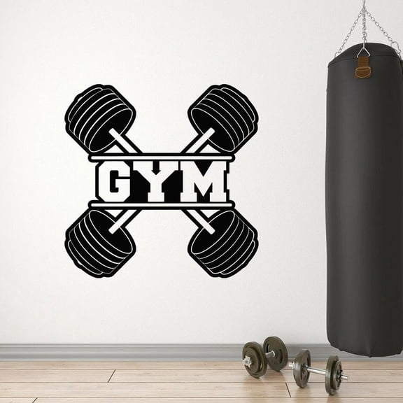 Gym Wall Stickers Room Wall Decor Fitness Bodybuilding Iron Sports Vinyl Decal Stickers Mural Boys Men Bedroom Decoratio 80x80cm
