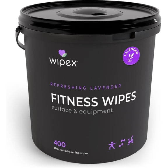 Gym Wipes - Natural Fitness Equipment Wipes, Plant-Based Cloth with Lavender & Vinegar, All-Purpose Cleaner - Safe to Use on Peloton Bikes & Yoga Mats, 400 Count