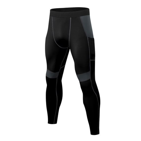 Gym Workout Running Men's Compression Pants Stretch Breathable Quick Dry Moisture Wicking Athletic Tights Dark Gray